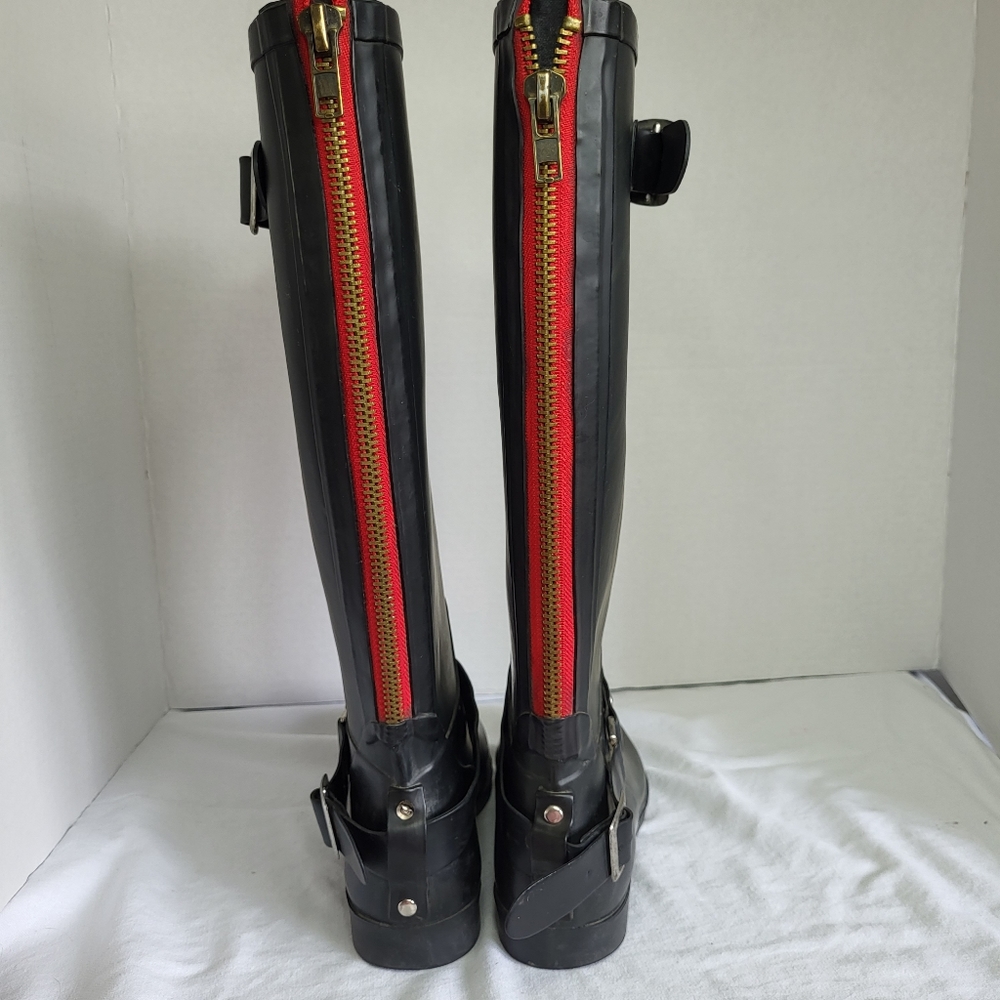 Pajar Moto Style Black Slip On Rain Boots Sz 5½ - Picture 5 of 15